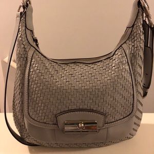 Coach grey leather crossbody bag